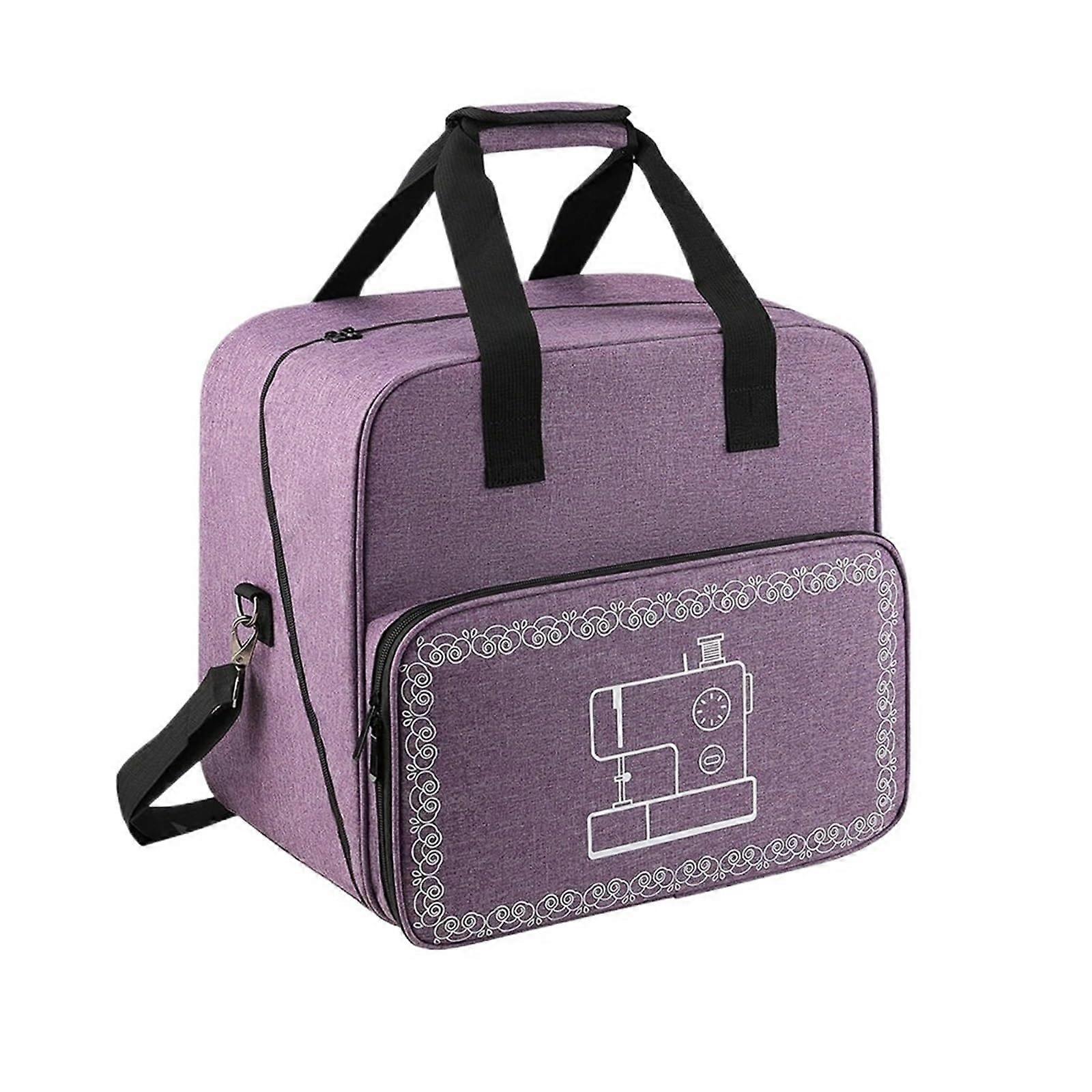 Sewing Machine Bag Large Capacity Tote with Pockets for Travel Classes and Accessory Storage Purple