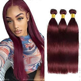 Brazilian Virgin Human Hair Bundles 99j Burgundy Straight Extensions 30 32 34 inch Full Set