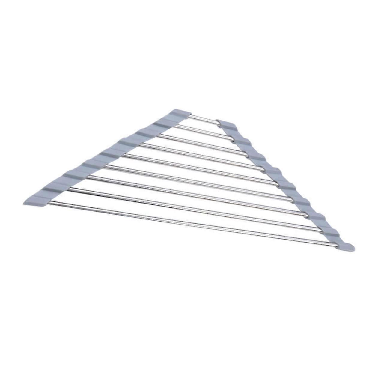 Triangular Stainless Steel Dish Drying Rack Over Sink SpaceSaving Design with Polished Edges Gray