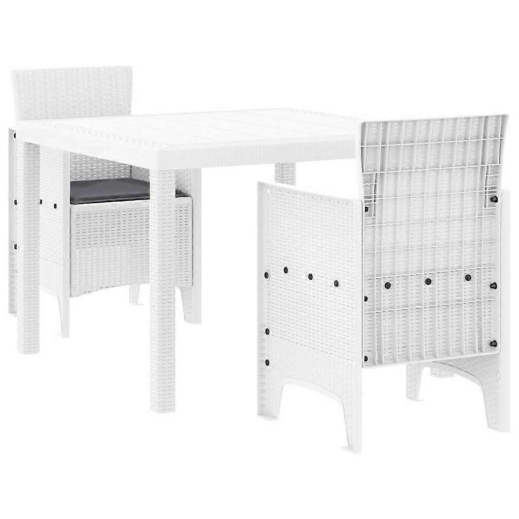 vidaXL Tuin Eetset 3 pcs Wit Polypropyleen