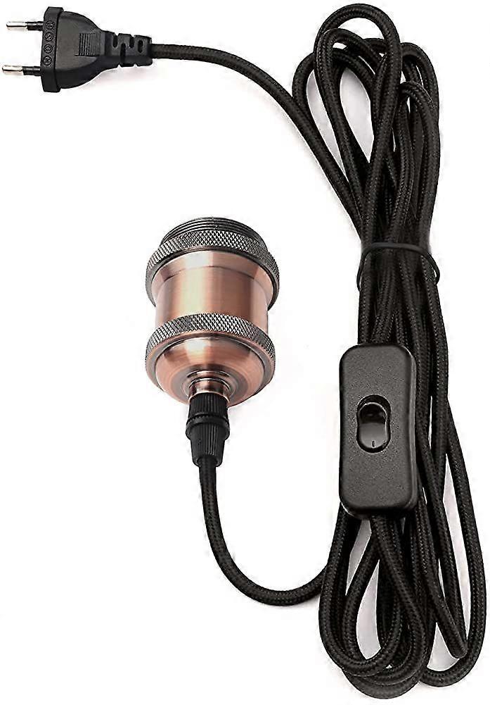 E27 socket with switch. 3.5 meter Cable Fabric Electric Wire for Bulb Socket