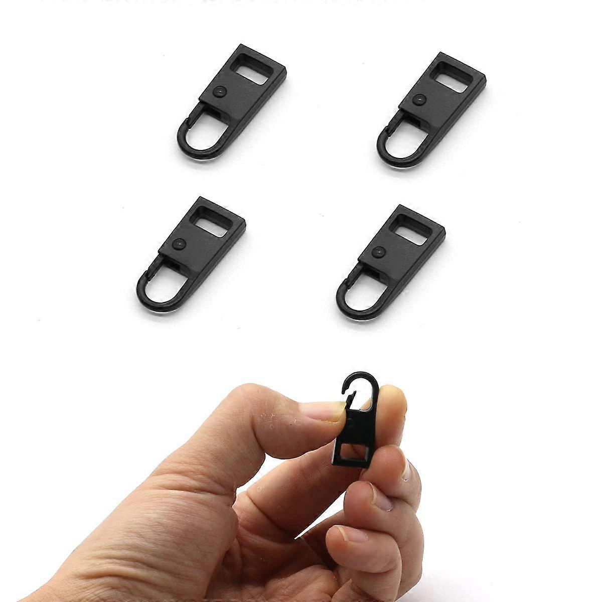 Zipper Pull Replacement 4 Pack Black Durable Zinc Alloy Tabs for Luggage Jackets Backpacks
