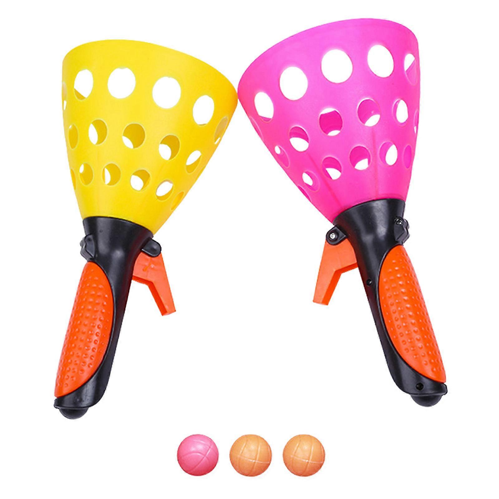 Launch and Catch Balls Toss Game for Children 2Pairs Interactive Play Activity