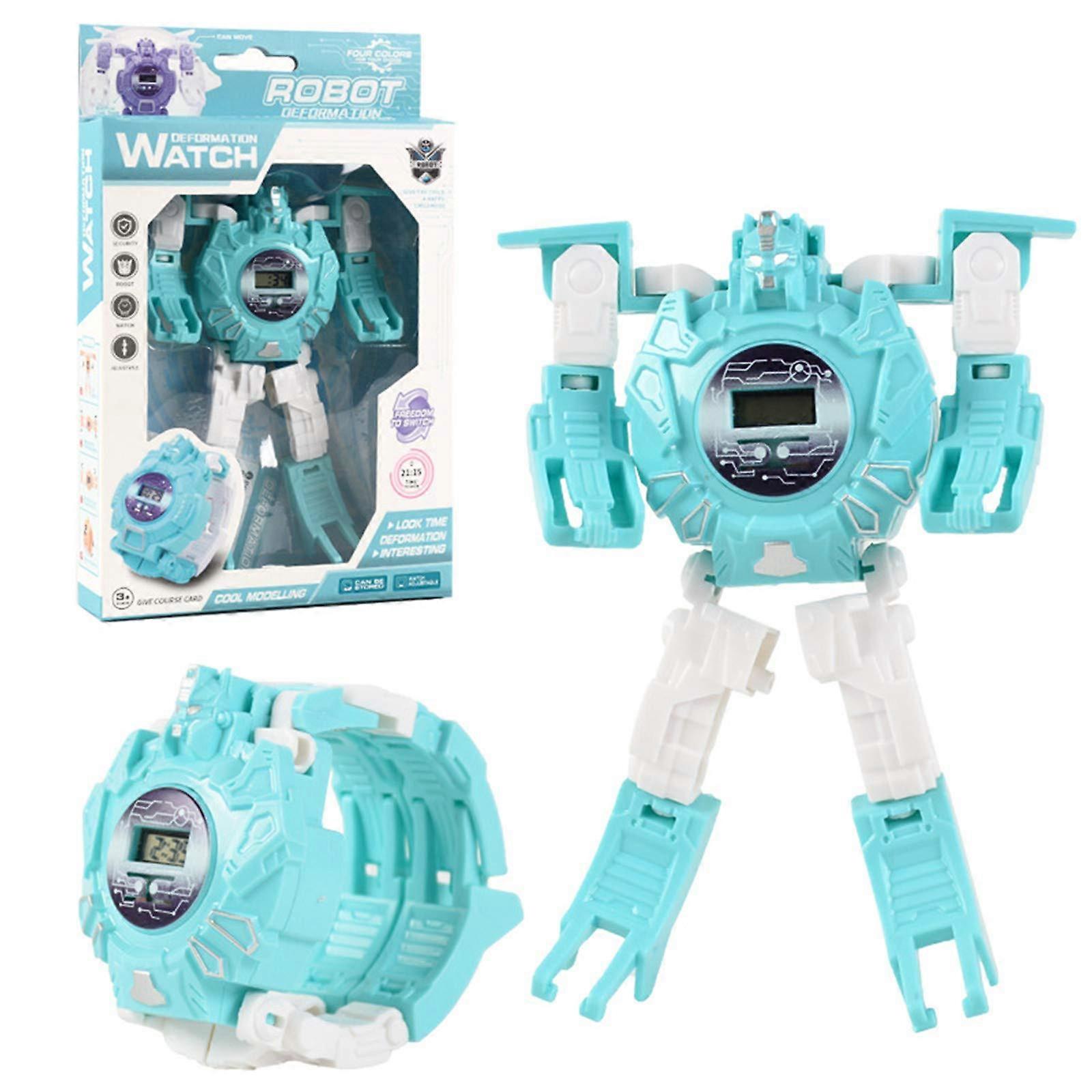 2 in 1 Manual Transformation Robot Toy Watch with Adjustable Wrist Strap and Replaceable Battery