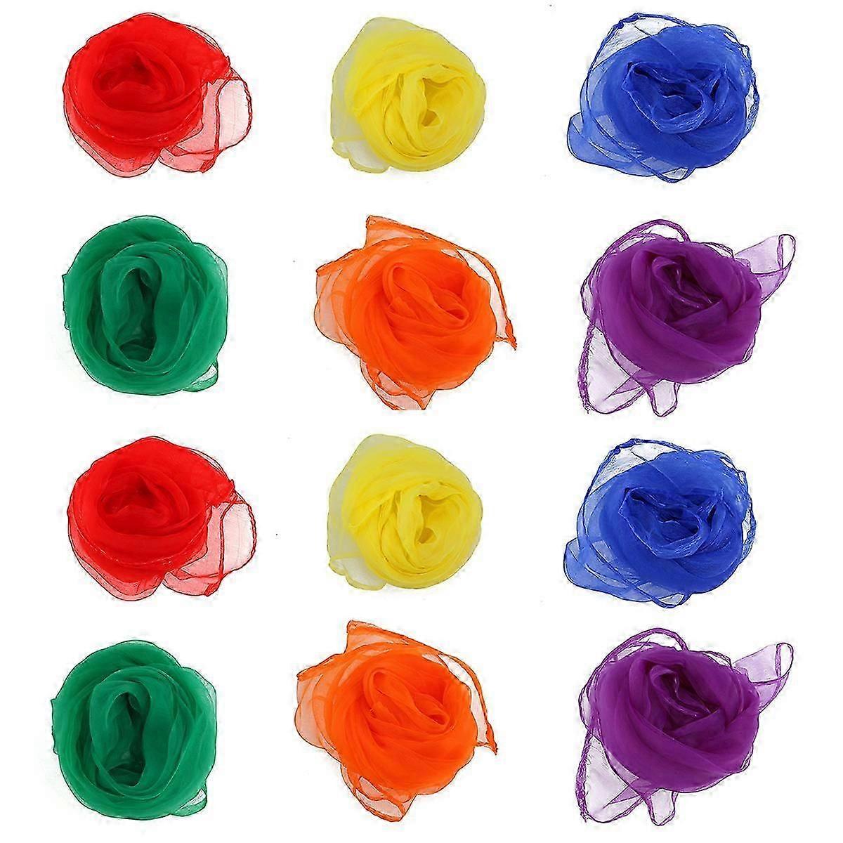 Colorful Juggling Dance Scarves 12Pcs Assorted