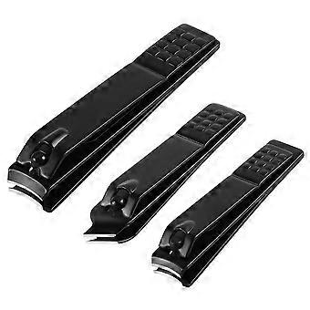 Nail Clippers Set Black Stainless Steel with Precision Sharp Blades Ergonomic Grip for Men and Women