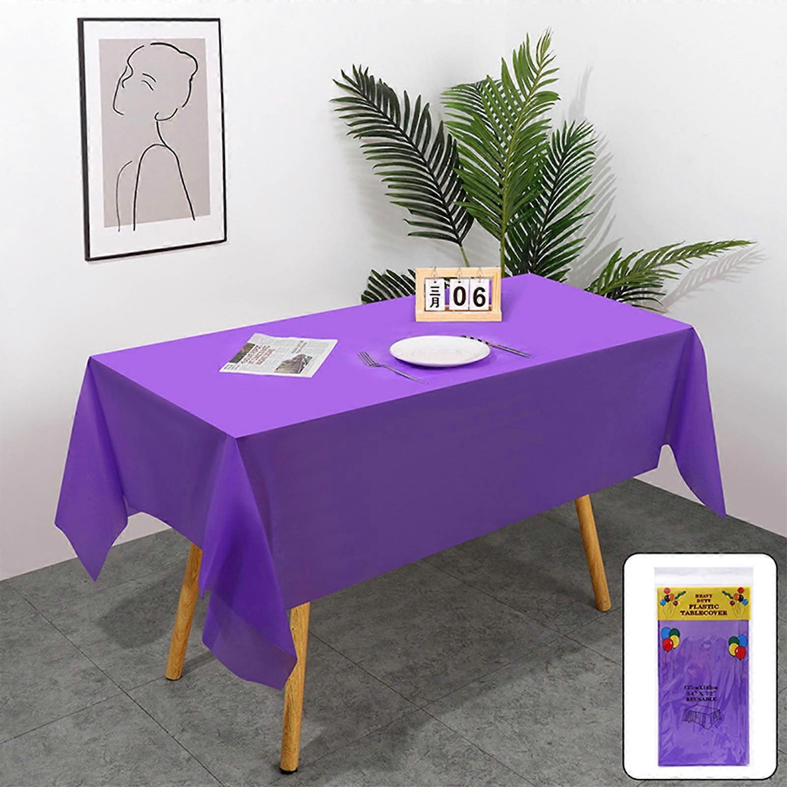 Solid Color Square Disposable Tablecloth, Large Plastic Rectangle Table Cover, Wipe Clean Party Tablecloth