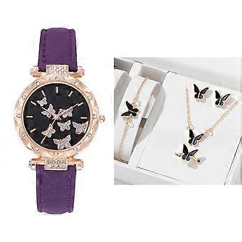 Women's Watch, Fashion Digital Wristwatch with Night Light Display, Stainless Steel Band Luminous Hands Scratch Resistant Mirror Face, Purple