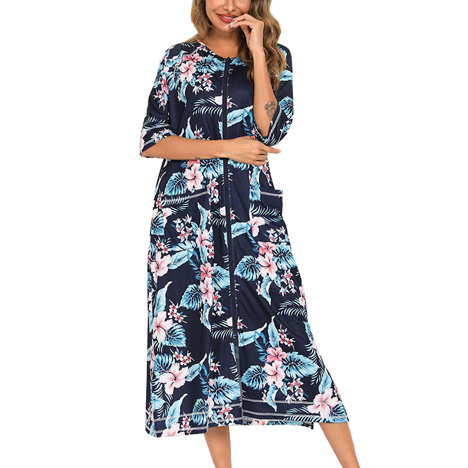 Kvinders lynlås Natkjole Casual Løst Ammetøj Oversize Pyjamas