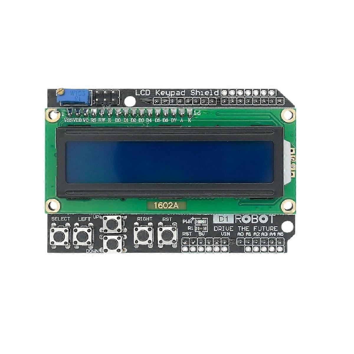 LCD1602 Keypad Shield for Arduino UNO, 16x2 LCD Display Module with Clear Blue Backlight
