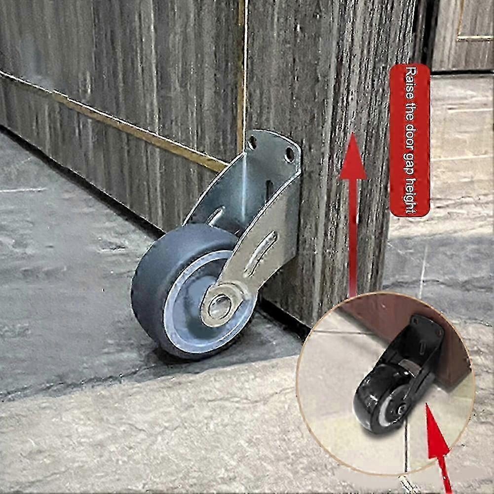 Gray Adjustable Steel Door Support Wheel with Rubber Rollers