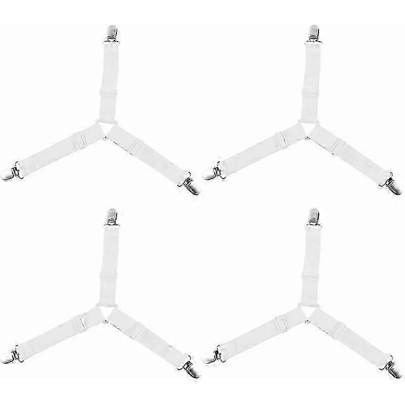 4 Bed Sheet Fasteners with Adjustable Elastic Clips for Secure Blankets
