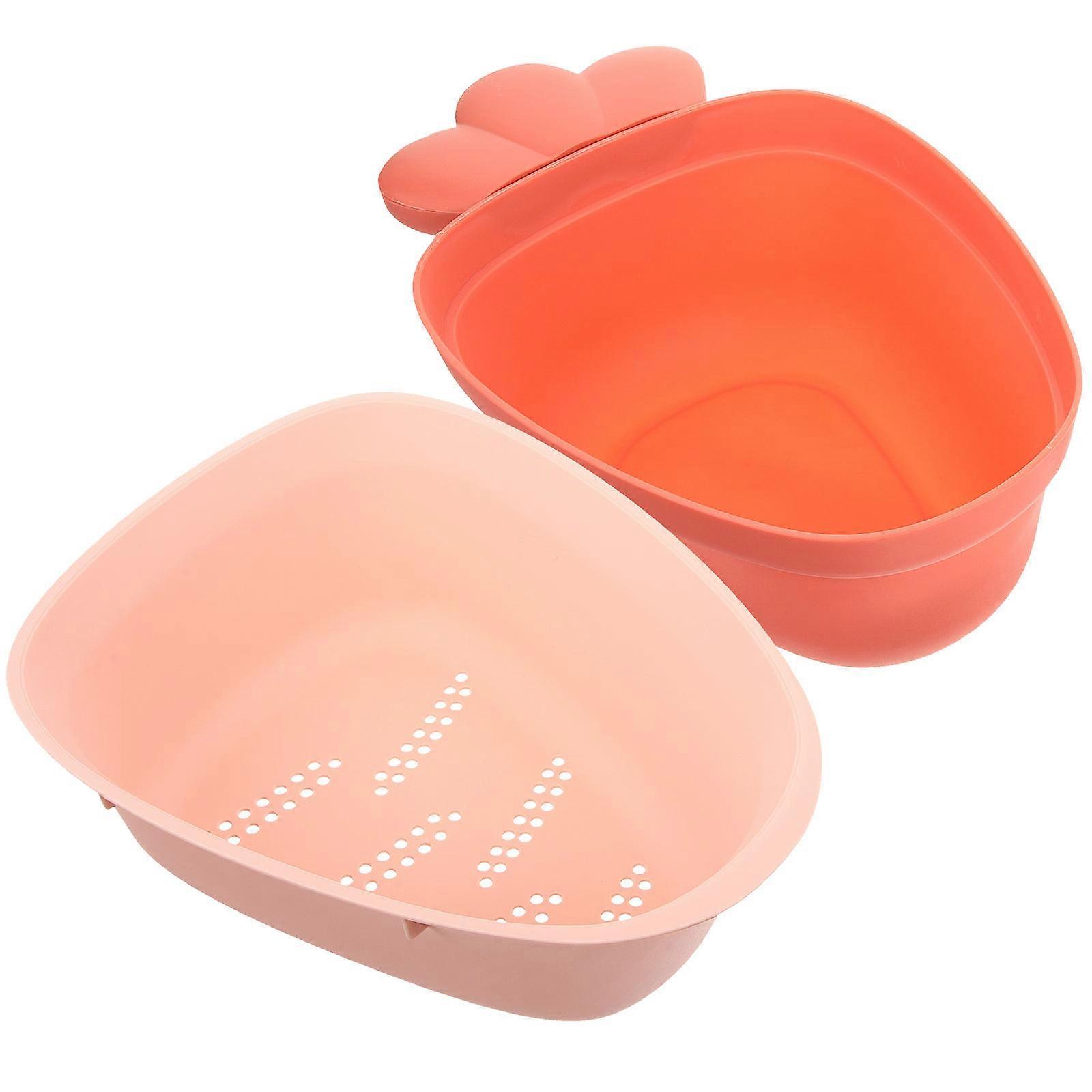 Vegetable Washing Basket Double Layer Drain Basket for Kitchen Use