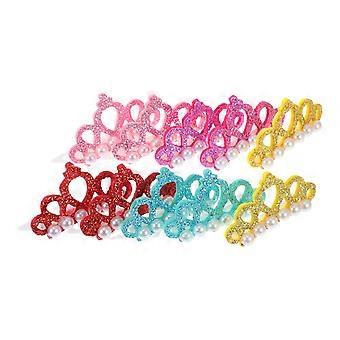10 Stück Haarspangen in Kronenform für Hunde, verschiedene Farben, ideal für Geburtstagsfeiern, Wochenendpartys und den Alltag