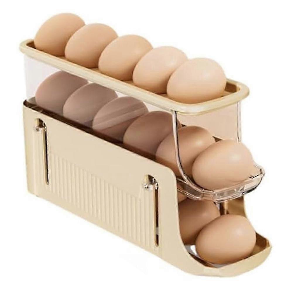 3 Tier Foldable Egg Holders,Rolling Egg Holder compatible with Refrigerator,Automatic Rolling Egg Storage Tray