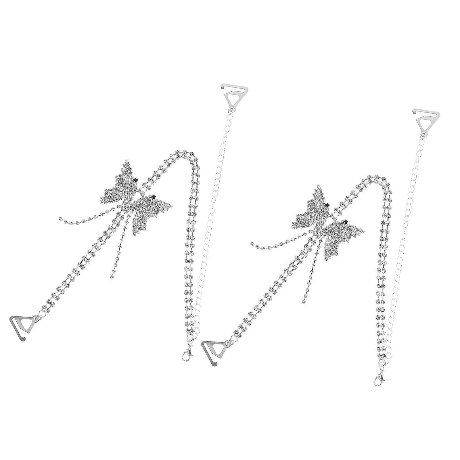 Rhinestone Decorative Bra Straps Adjustable Metal 1Pair Replacement
