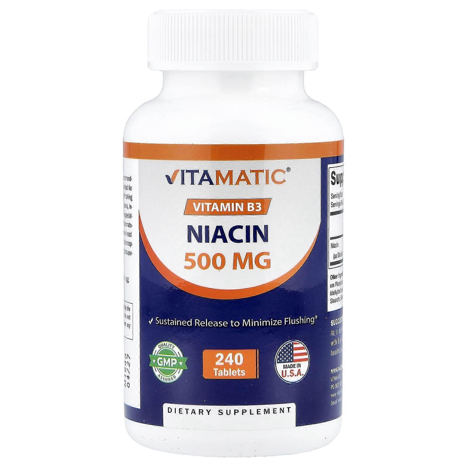 Vitamatic, Niacin, 500 mg, 240 Tablets, 2-Pack