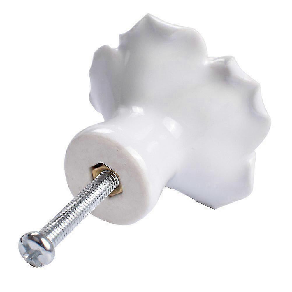 Rose Drawer Knobs Ceramic Cupboard Handle for Kitchen 2Pcs White Pack