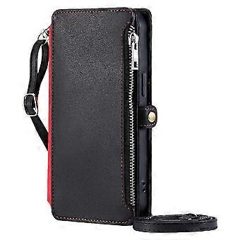 Motorola Moto G35 5G Crossbody Wallet Case with 9 Card Slots - RFID Blocking PU Leather Flip Cover with Lanyard