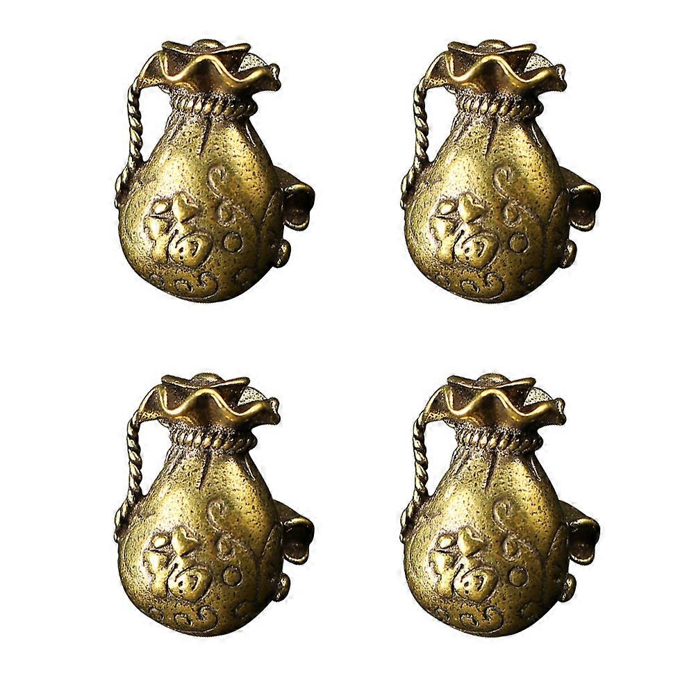 Creative Solid Bag Hanging Pendant for Decor 4Pcs Brass Keychain Set