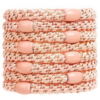 8pcs Elasitc élastique à cheveux pour les femmes filles, bandes de coton doux tissé porte-queue de cheval pour cheveux épais et cheveux bouclés, or