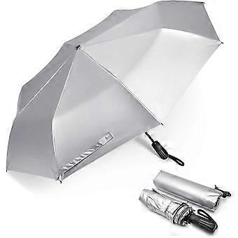 UPF 50+ UV Protection Large Travel Umbrella 46 Inch Double Layer Auto Open Close Windproof Sun Blocking