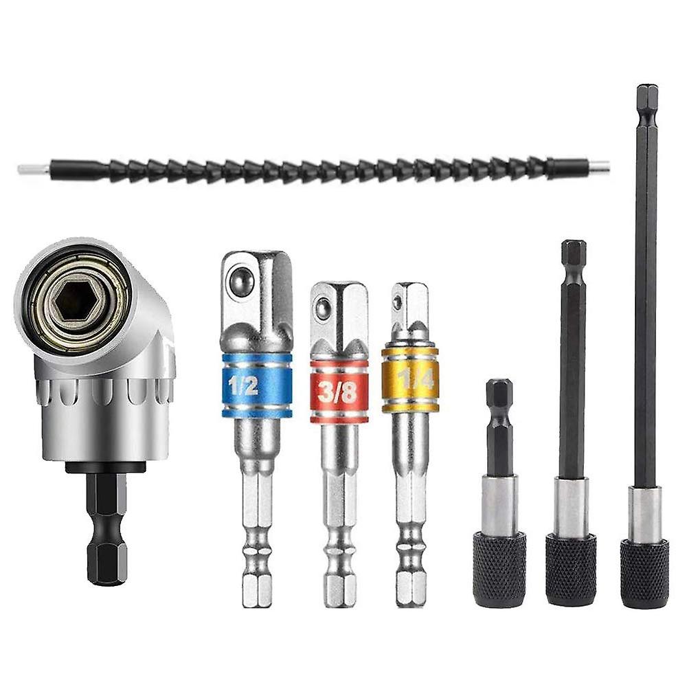 8Pcs 290mm Flexible Shaft Bit Screwdriver Drill Bit Holder And Extension Bar Impact Socket Square Hex Shank Socket Adapter Drill Bit