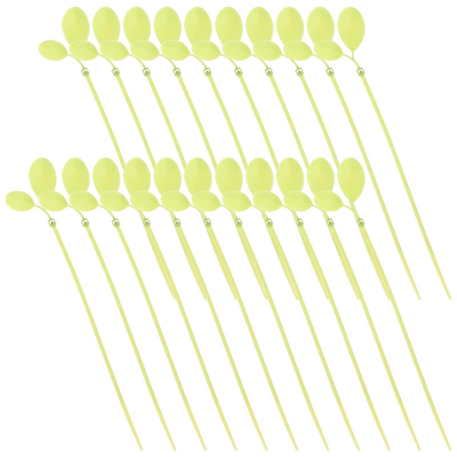 Green Leaf-Shaped Nylon Cable Ties for Wire Binding 100Pcs Plastic Material