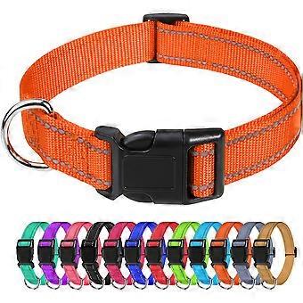 2pcs Black,Dog Collar, Classic Adjustable Reflective Nylon Collar Suitable for Medium Dogs,(M) 2.5cm Width