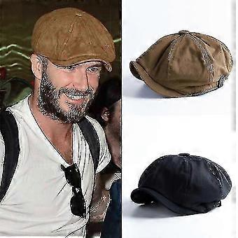 2pcs Men Newsboy Cap Herringbone Baker Boy Cabbie Flat Hat Retro Newsboy Cap [MI]