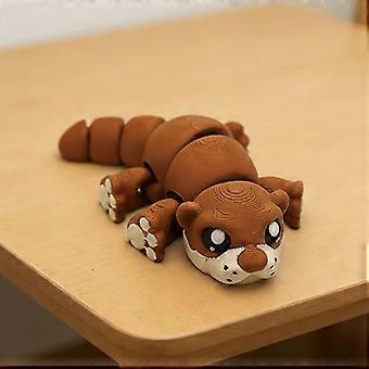Bewegliche, mehrgelenkige Otterfigur aus 3D-Druck, niedliches Wassertier zum Entspannen, kreative Schreibtischdekoration, Geschenk