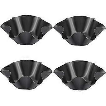 Tortilla Pan Set, 4 Pcs Non-Stick Tortilla Pans, Ribbed Tortilla Shell Pans, Non-Stick Salad Bowl for Cakes Pastries-ghpa