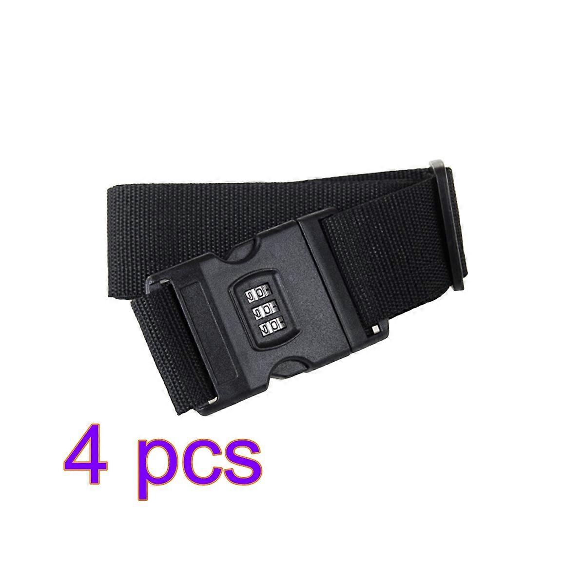 Black Adjustable Luggage Straps with Combination Lock Secure