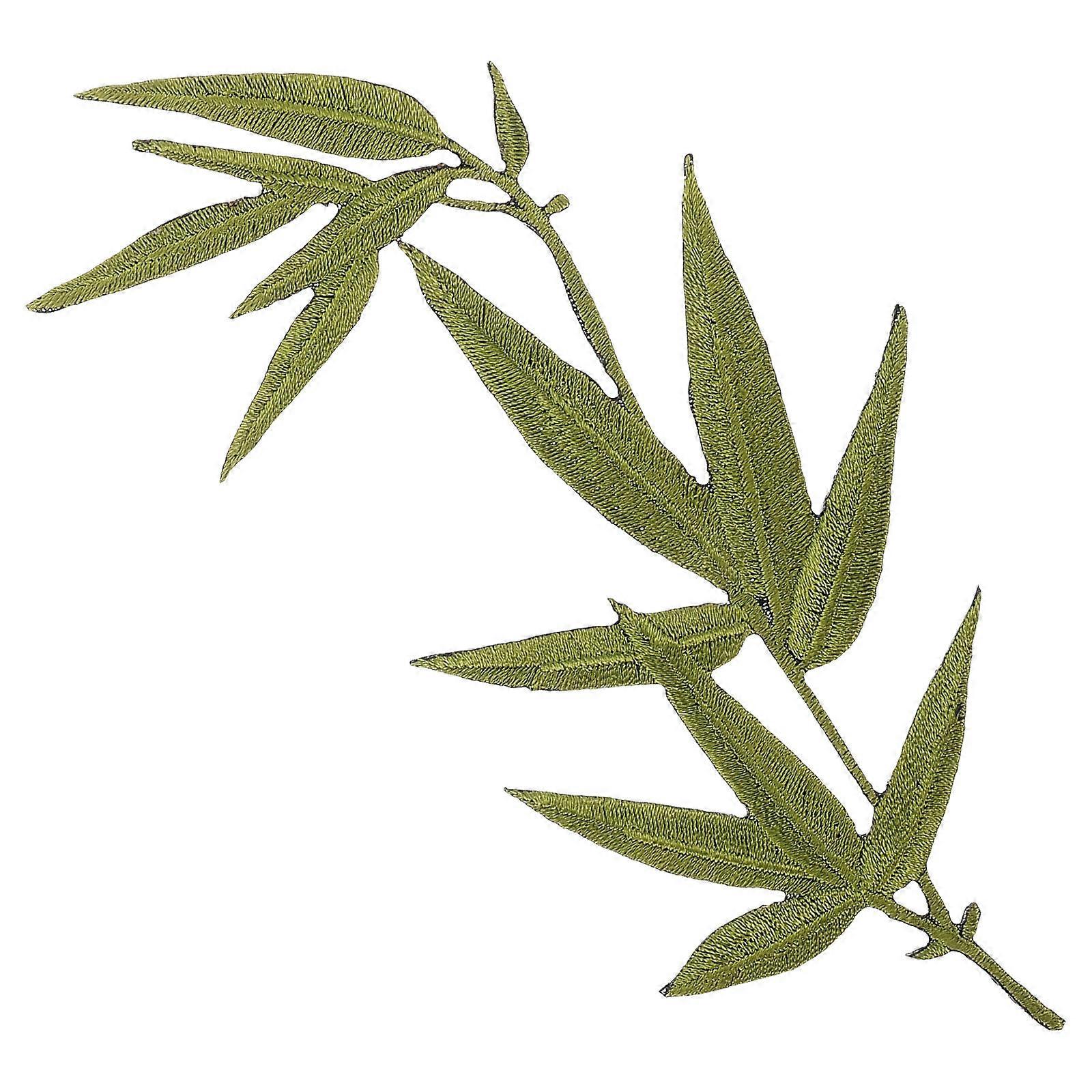 Leaf Design Patch Embroidered Bamboo Leaf Element Cloth Iron On Clothes Patch Decor