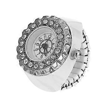 Fashion Round Dial Ring Watch for Decoration White Zinc Alloy