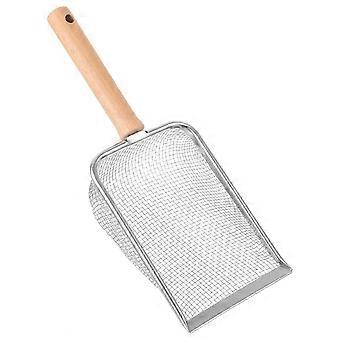 Silverfärgad metallsandskopa för katter och reptiler med 2 delar