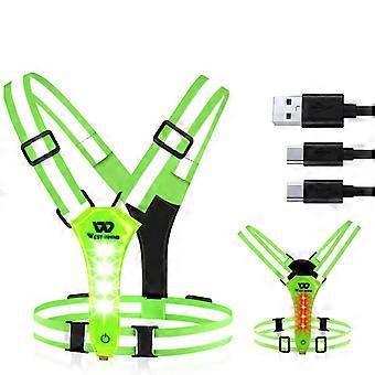 WEST BIKING Reflective Safety Vest for Running USB Rechargeable Flashing Light Hiking Camping Mountaineering Illuminated Vest