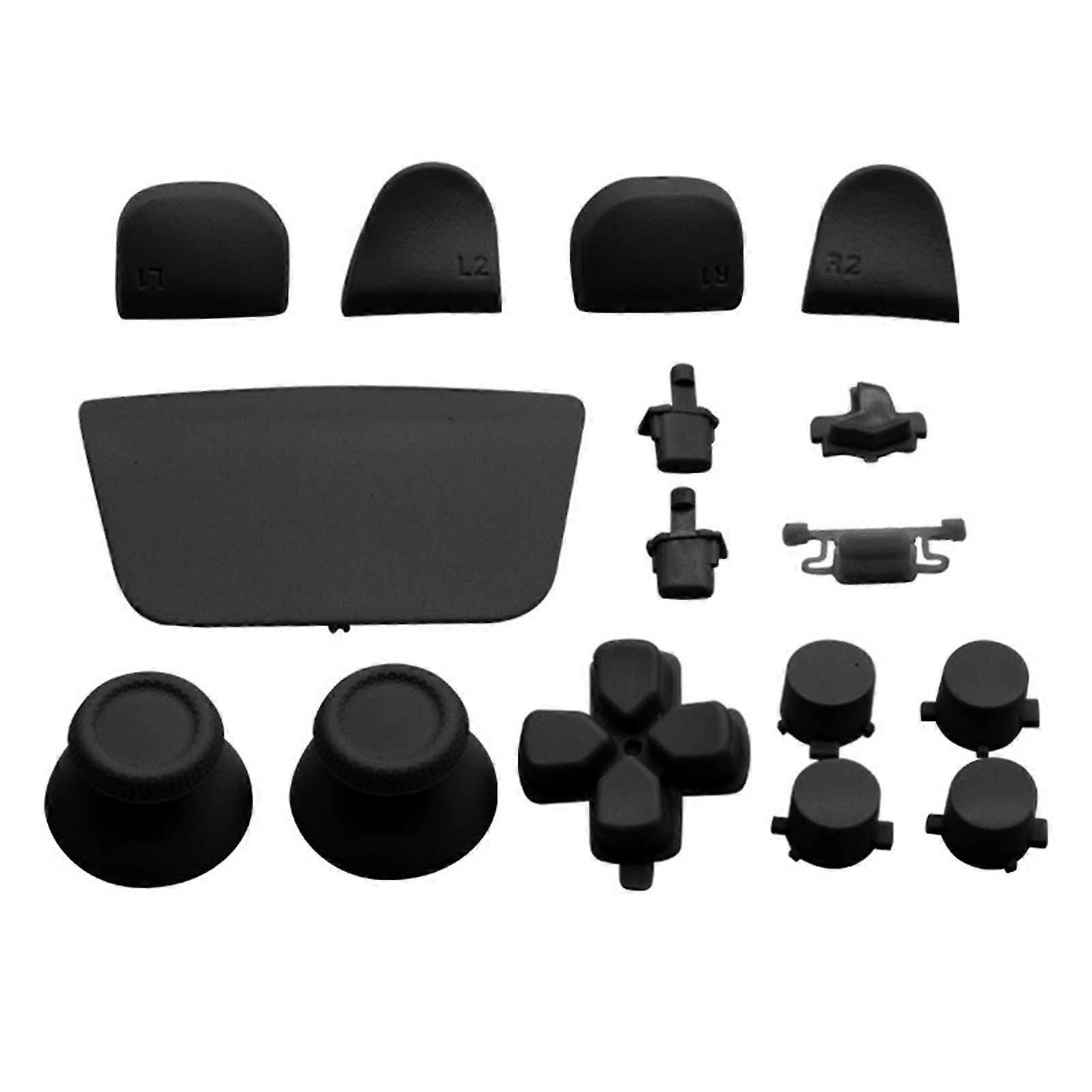 16Pcs Game Controller Replacement Buttons for PS5 Gamepad Replacement Thumbstick Trigger Buttons for PS5 Controller Black