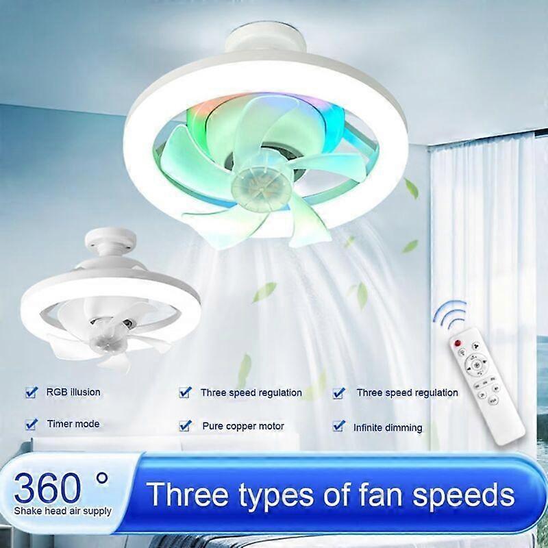 Silent ceiling fan with LED light  Remote control  E27 socket  Color temperature 3200K to 6500K  Quick installation