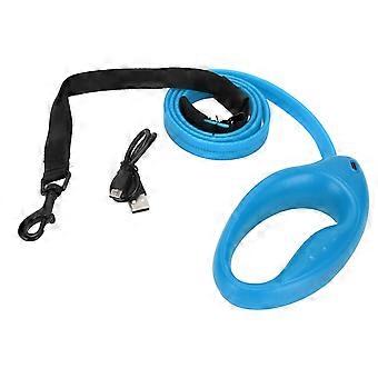 Light Up Dog Leash 4 Pés USB recarregável LED Nylon Dog Leash com coleira universal para cães pequenos e grandes azul