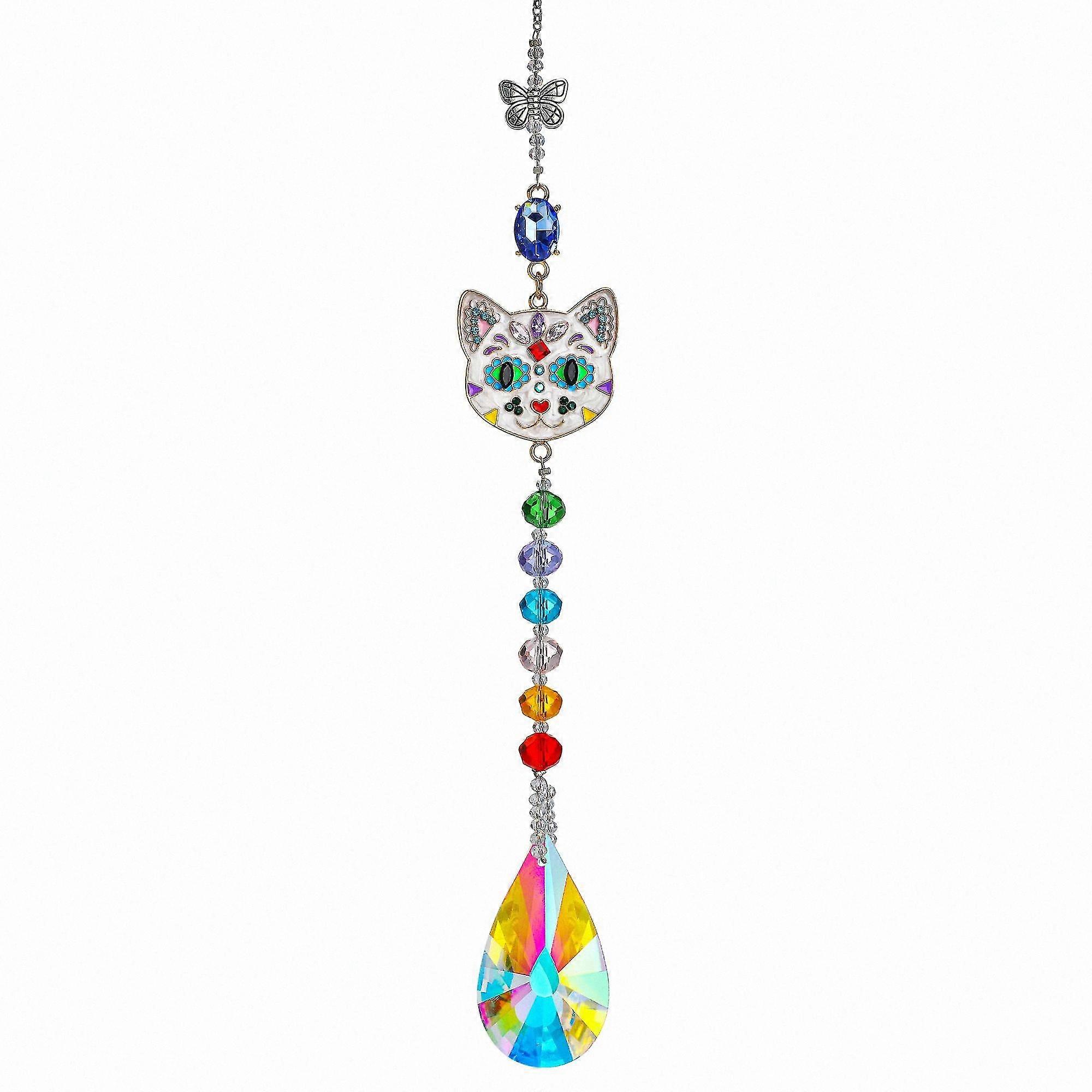 Rhinestone Cat Prism Suncatcher 18In
