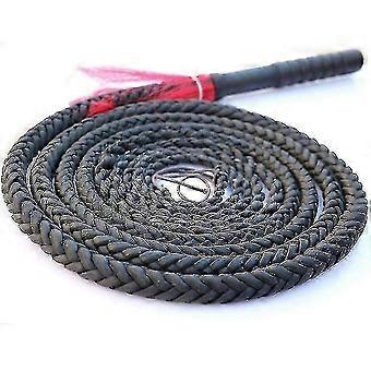 Fully Handmade Chambray And Bull Whip Made Of Durable Genuine Leather Black Bullwhip, Luxe Braided Horse Whip compatible Work Cattle Or Sport way
