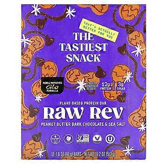 Raw Rev, Plant-Based Protein Bar, Peanut Butter Dark Chocolate & Sea Salt, 12 Bars, 1.6 oz (46 g) Each