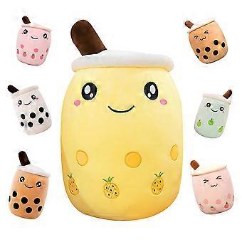 Kawaii Bubble Tea Plush Pillow 19.6 inch Yellow Boba Cushion Soft Cotton Filling Cute Gift Toy