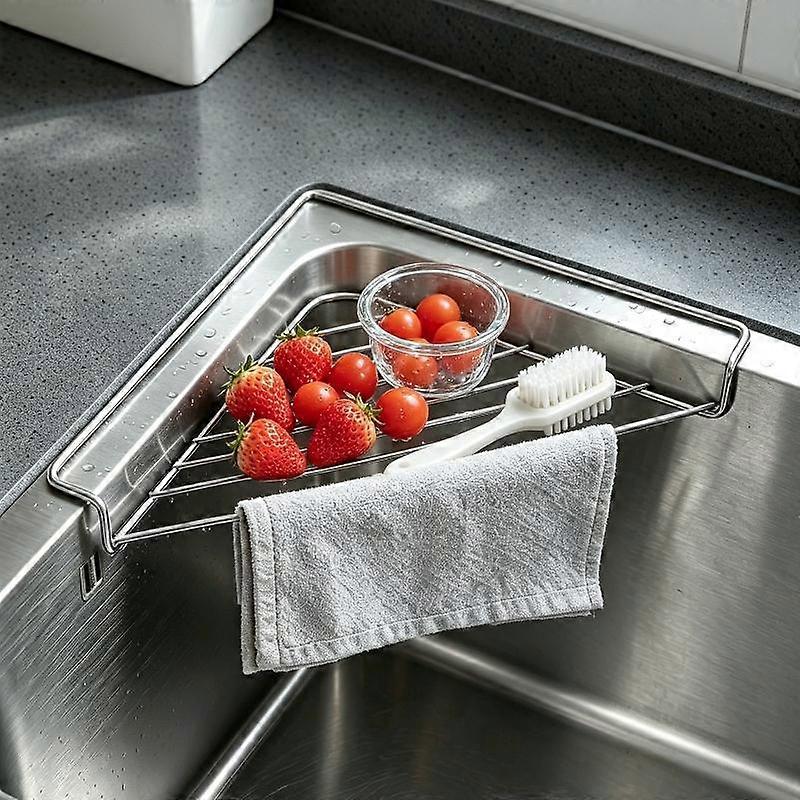 Stainless Steel Sink Drying Rack Rust Resistant Multi Functional Perfect For Kitchen Fruit Vegetable Dish Draining