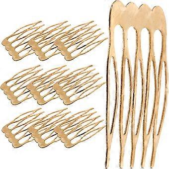 10 pettini laterali per capelli con 5 denti, pettini a clip con cinque denti, pettini dorati per capelli, clip piccole e delicate per capelli laterali, ideali per donne, matrimoni e abiti da sposa.