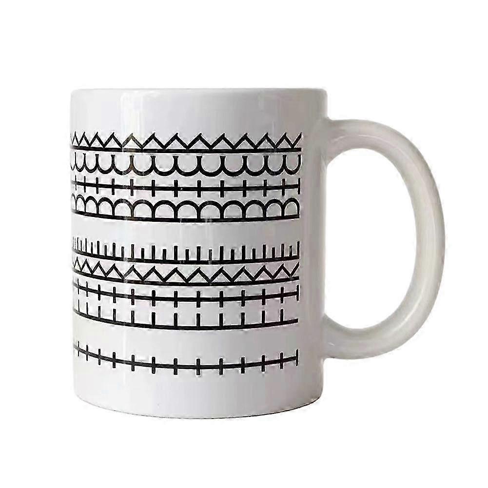 Geometric Pattern Ceramic Mug 11oz Pearl White, 350ml, Durable for Kitchen & Dining