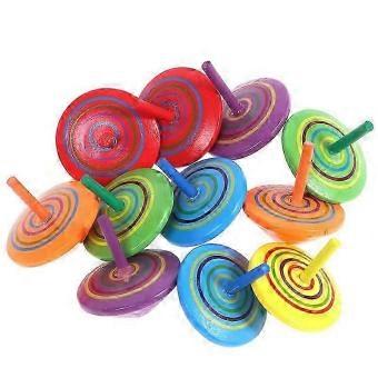 30Pcs Colourful Wooden Spinning Tops