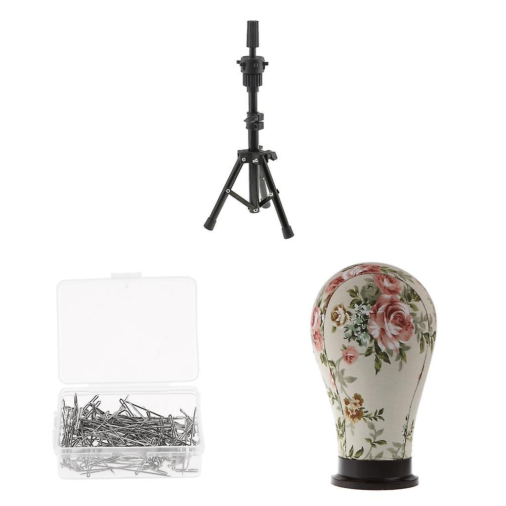 Mannequin Model Cork Canvas Block Head Holder Stand T Needle Pins Wig Tools