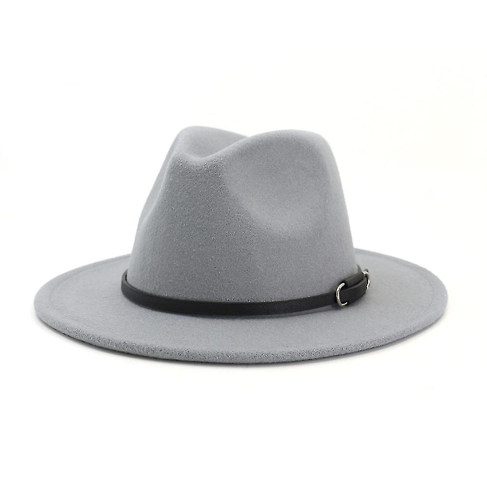 Unisex Adults Wool Hat Wide Brim Cap Warm(grey)